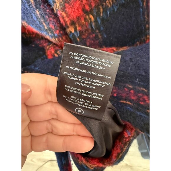 Velvet by Graham Spencer Colette Jacket Wool Button Front Coat Navy Plaid Size L - Picture 9 of 9